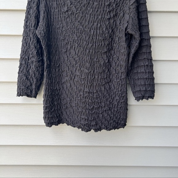 Haystack Waffle Textured Top Black 3/4 Sleeves V-neck Women's Size M - Picture 6 of 16